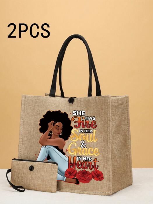 [ 8日から12日程度でお届け予定 ] バッグ レディース トートバッグ 2点 女性用 ミニマリストプリントト..