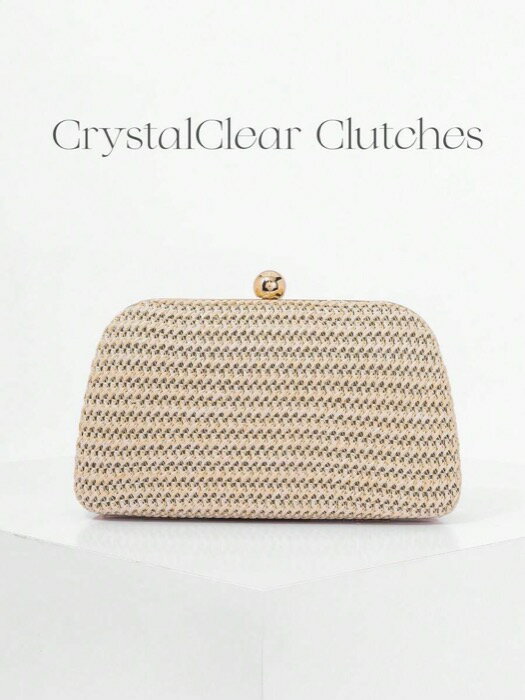 [ 8日から12日程度でお届け予定 ] バッグ レディース ドレスバッグ ストロー編み 箱型イブニングバッグ..