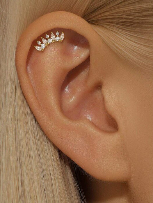 [ 8日から12日程度でお届け予定 ] ジュエリー レディース イヤーアクセサリー 1個 S925スターリングシルバー クラウン ジルコニア フラットエンド ピアス レディース デイリー ファインジュエリー