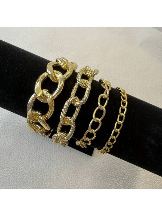 [ 8日から12日程度でお届け予定 ] ジュエリー メンズ ブレスレット パンクスタイル 誇張されたヴィンテージ ヒップホップ メンズ 太めブレスレット 4個セット