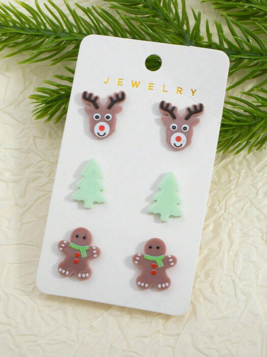 [ 8日から12日程度でお届け予定 ] ジュエリー メンズ イヤーアクセサリー 3ペア クリスマス 女性用 ピ..