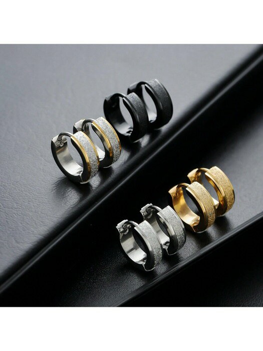 [ 8日から12日程度でお届け予定 ] ジュエリー メンズ イヤーアクセサリー メンズファッション ピアス シンプル 簡素 スタイル、4ペア入り、普段着に適しています(4)