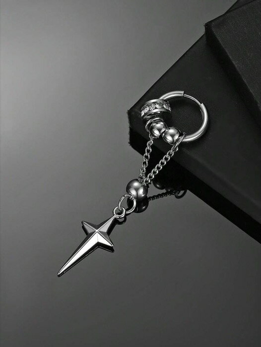 [ 8日から12日程度でお届け予定 ] ジュエリー メンズ イヤーアクセサリー 1個 ステンレス製 クロス ス..