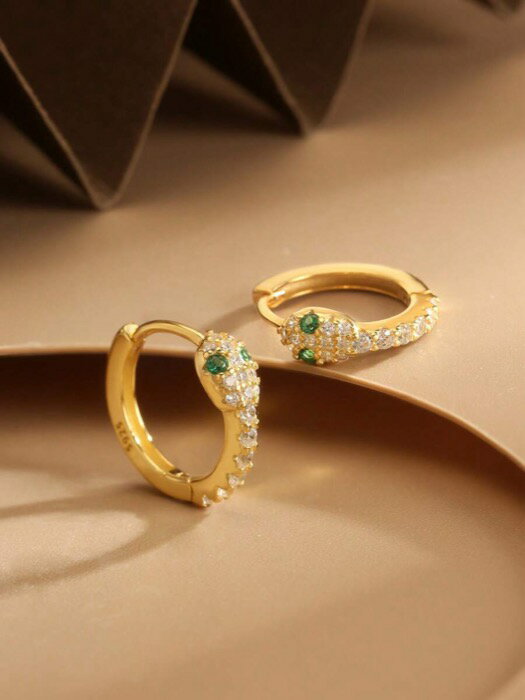 [ 8日から12日程度でお届け予定 ] ジュエリー レディース イヤーアクセサリー 1ペア S925スターリングシルバー スネークアイ ジルコニア インレイ ピアス、ゴールドメッキ、軽量 高級ニッチファッションジュエリー、母親、彼女、友人、カップル、デイ