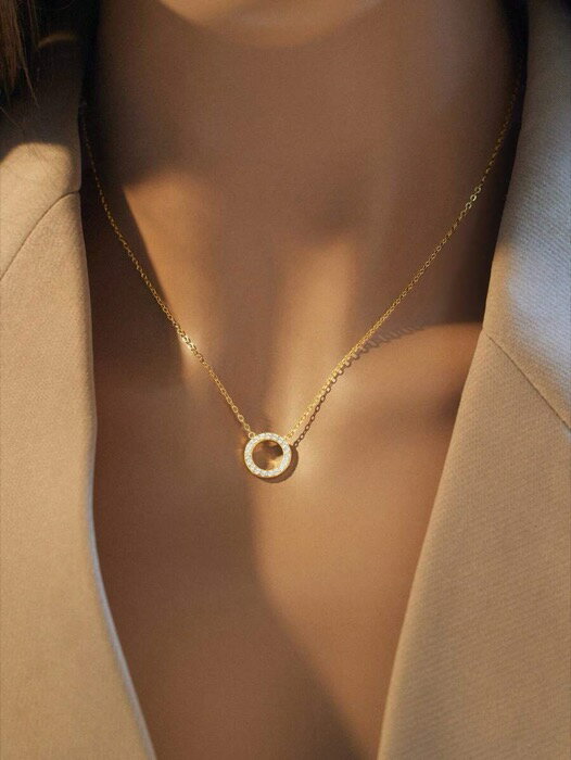 [ 8日から12日程度でお届け予定 ] ジュエリー レディース ネックレス ペンダント 925スターリングシルバー ミニマルデザイン キュービックジルコニア オープンサークルペンダントネックレス、洗練されたナチュラルキュービックジルコニアの鎖骨チェーン、