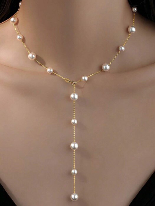 [ 8日から12日程度でお届け予定 ] ジュエリー レディース ネックレス ペンダント 1個 S925スターリングシルバー 星空貝パール ネックレス、マルチウェア ライトラグジュアリー ハイエンド ロングセーターチェーン、女性への贈り物