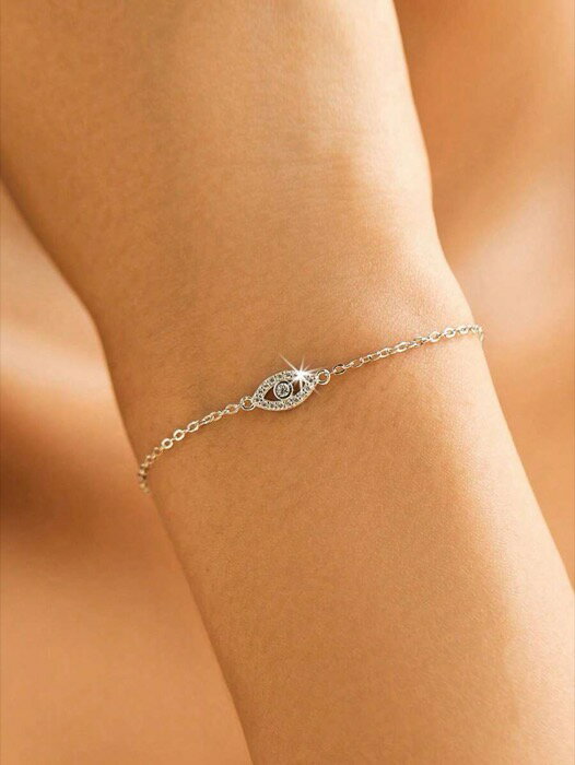 [ 8日から12日程度でお届け予定 ] ジュエリー レディース ブレスレット チェーン 925スターリングシルバー ジルコニア イーブルアイ ブレスレット 1個入り、女性/女の子の日常着、パーティー、デート、その他のシーンに適しています