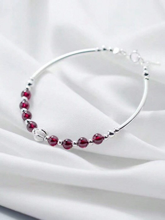 [ 8日から12日程度でお届け予定 ] ジュエリー レディース ブレスレット チェーン 925スターリングシルバー フラワー&スター スフィア チャームブレスレット 天然レッドガーネット ジェムストーン、ファッショナブルで多用途、家族、友人、カップルへの
