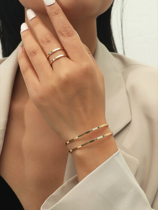 [ 8日から12日程度でお届け予定 ] ジュエリー レディース セット 中空カフバングル＆リング