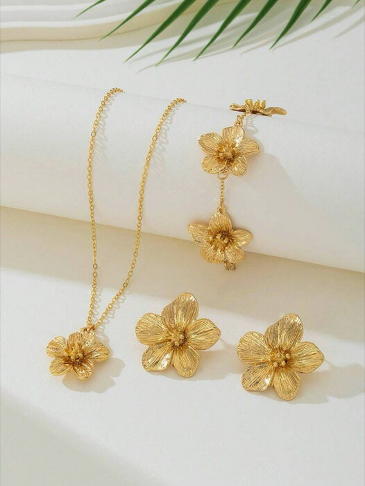 [ 8日から12日程度でお届け予定 ] ジュエリー レディース セット 女性用ゴールドジュエリーセット、豪..