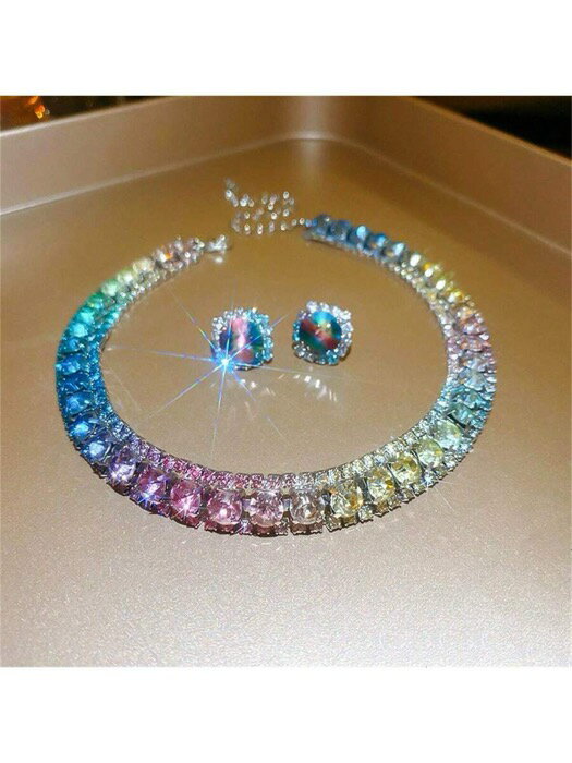 [ 8日から12日程度でお届け予定 ] ジュエリー レディース セット クリスタルネックレス&ピアスジュエリーセット 1セット