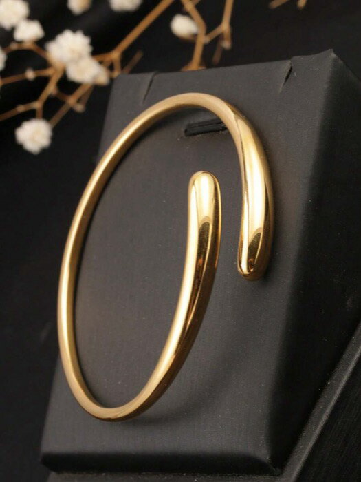 [ 8日から12日程度でお届け予定 ] ジュエリー レディース ブレスレット バングル 1個 18Kゴールドメッキ ステンレススチール 誇張されたシンプルな滴型バングルブレスレット、エレガントな個人的なスタイル、女性の日常着に適しています、ガールフレンド