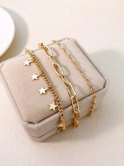 [ 8日から12日程度でお届け予定 ] ジュエリー レディース ブレスレット セット ファッショナブルなボヘミアンスタイル マルチレイヤー ペンタグラム ブレスレット 1セット