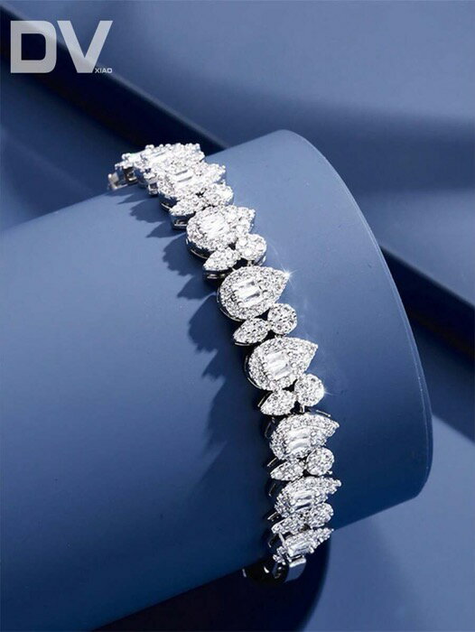 [ 8日から12日程度でお届け予定 ] ジュエリー レディース ブレスレット チェーン 1個 女性用高級ブレスレット ホワイトゴールドメッキ ジルコニア 、デート、結婚式、パーティー、記念日のための上品なジュエリー