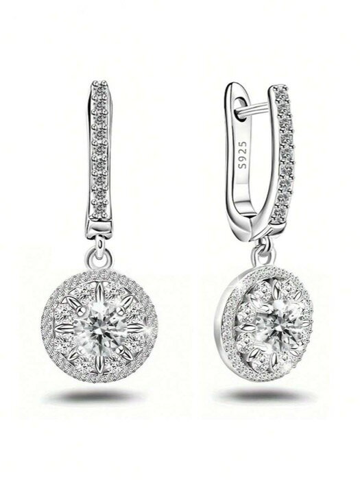 [ 8日から12日程度でお届け予定 ] ジュエリー レディース イヤーアクセサリー 1ペア ヒポアレルジック レディース キュービックジルコニアピアス、丸型ペンダントピアス、繊細なミニマリストピアス、デイリーウェアに最適なクラシックデザイン、誕生日プレゼ