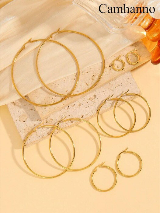 [ 8日から12日程度でお届け予定 ] ジュエリー レディース イヤーアクセサリー セット ステンレススチール製 ミニマリスト丸型フープピアス 5ペア、男女兼用