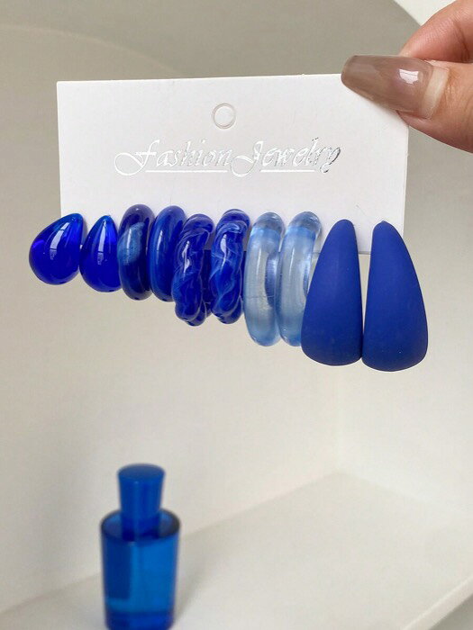 [ 8日から12日程度でお届け予定 ] ジュエリー レディース イヤーアクセサリー セット 5組セット カンマ & 水滴 かわいい ふっくら ピアス、バーサタイルミニ型スタッドピアスセット クロスボーダーコマース