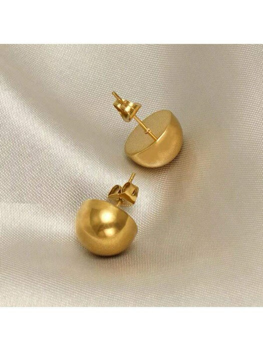 [ 8日から12日程度でお届け予定 ] ジュエリー レディース イヤーアクセサリー モダンなデザインのクロスボーダー新着ステンレス鋼ハーフボール光沢のあるフープイヤリング