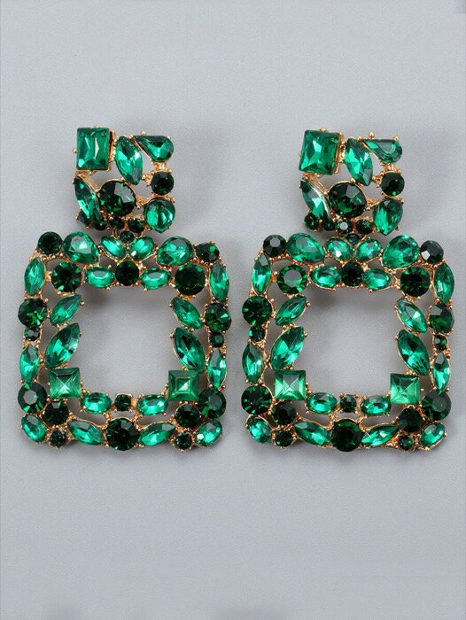 [ 8日から12日程度でお届け予定 ] ジュエリー レディース イヤーアクセサリー ラインストーンデコレーション 幾何学模様ピアス