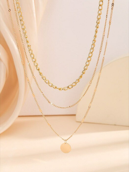 [ 8日から12日程度でお届け予定 ] ジュエリー レディース ネックレス チョーカー ディスクチャーム レイヤードネックレス