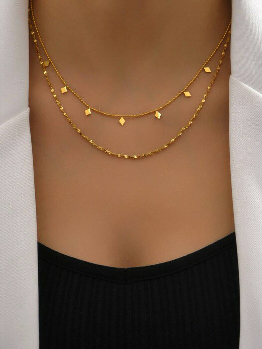 [ 8日から12日程度でお届け予定 ] ジュエリー レディース ネックレス チョーカー 女性用 チャーム付き 18kゴールドプレーティング ステンレススチール レイヤードネックレス