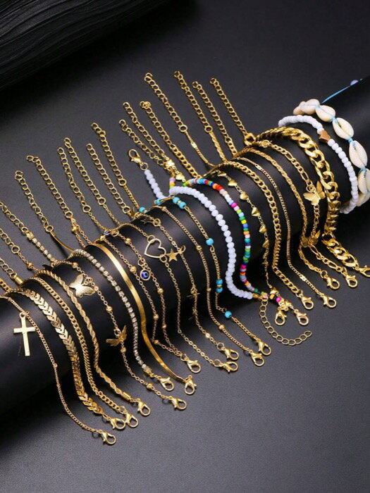 [ 8日から12日程度でお届け予定 ] ジュエリー レディース フットアクセサリー 23個入り ボヘミアン調 ..