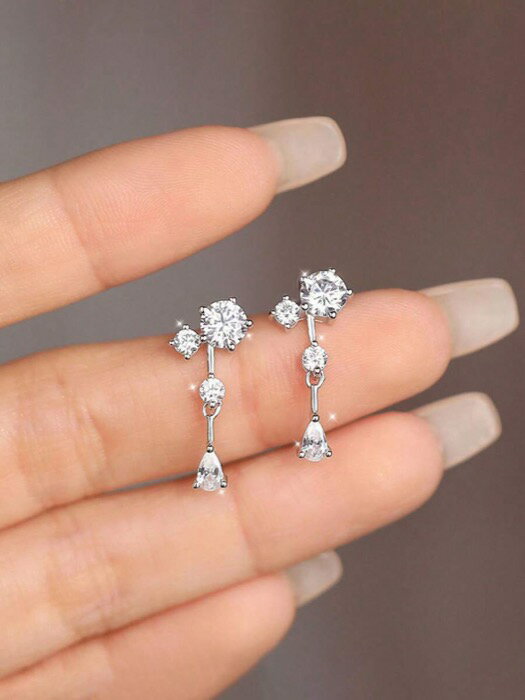 [ 8日から12日程度でお届け予定 ] ジュエリー レディース イヤーアクセサリー 925シルバー製 上品エレガントジルコニア イヤードロップ ゴールド ピアス 女性 女の子 レトロ ファッション タッセル ピアス ジュエリー ギフト