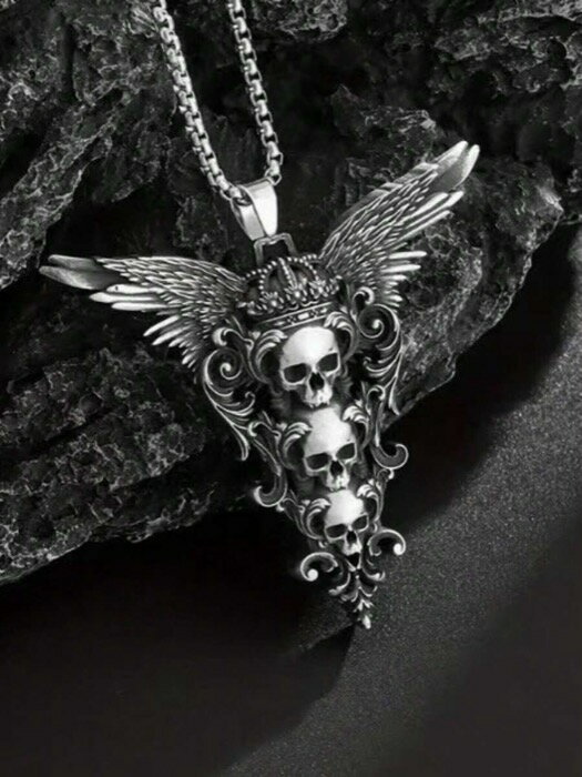 [ 8日から12日程度でお届け予定 ] ジュエリー メンズ ネックレス 1個 ニッチ ヴィンテージ ゴシック スケルトンウィング ペンダントネックレス、ファッショナブルでユニークなハロウィンアクセサリー