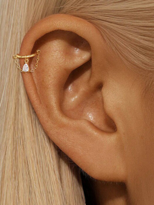 [ 8日から12日程度でお届け予定 ] ジュエリー レディース イヤーアクセサリー 1個 925スターリングシルバー ウォータードロップチェーンピアス 軟骨ピアス 日常着用、結婚式、パーティー、婚約、記念日、バレンタインデーに最適なファインジュエリー