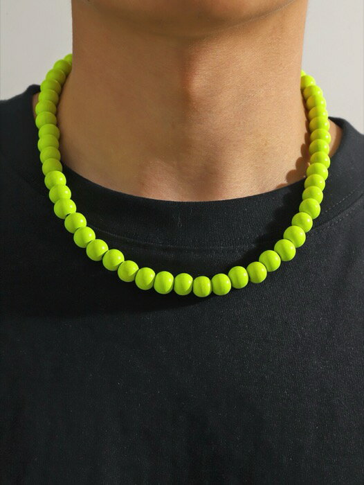 [ 8日から12日程度でお届け予定 ] ジュエリー メンズ ネックレス 1個 蛍光灯 グリーン 木製 ビーズ 男..
