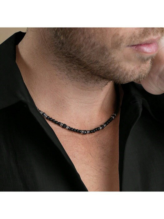 [ 8日から12日程度でお届け予定 ] ジュエリー メンズ ネックレス メンズ用 マットブラックビーズネック..