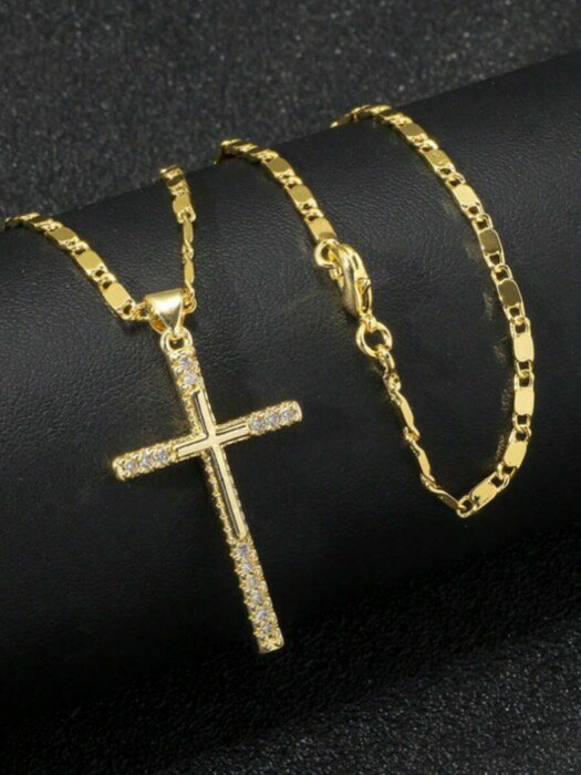 [ 8日から12日程度でお届け予定 ] ジュエリー メンズ ネックレス 1個 ファッショナブルなミニマリスト ユニセックス クロスペンダントネックレス、ヨーロッパ&アメリカンヒップホップ ストリートスタイル メンズクロスタグペンダント