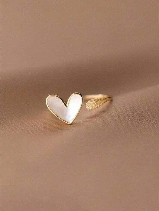 [ 8日から12日程度でお届け予定 ] リング レディース リング 1個 ミニマルハート&シェル オープン式ミ..