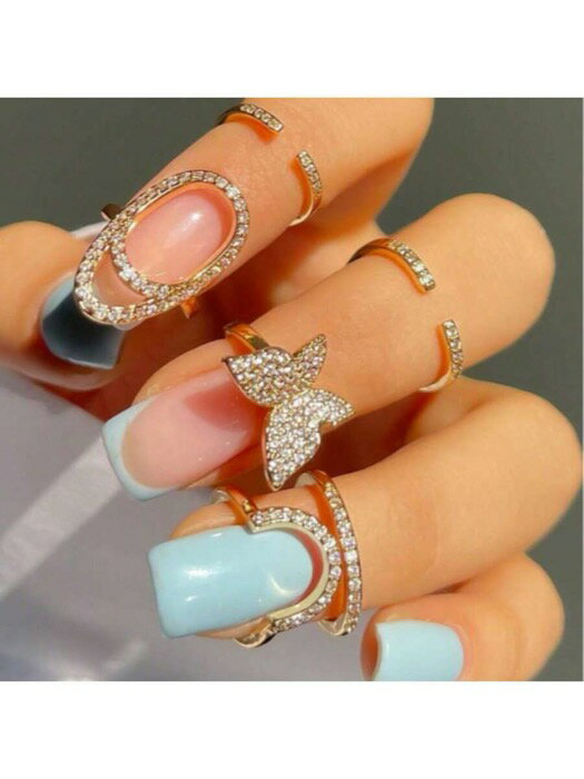 [ 8日から12日程度でお届け予定 ] リング レディース ミトン 3点セット マイクロジルコニア ネイルリン..