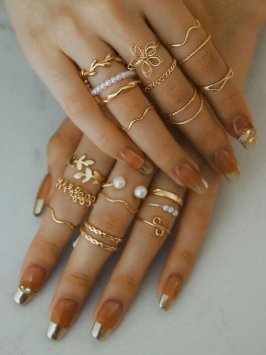 [ 8日から12日程度でお届け予定 ] リング レディース セット 20個セット ファッション 亜鉛合金 葉型 ..