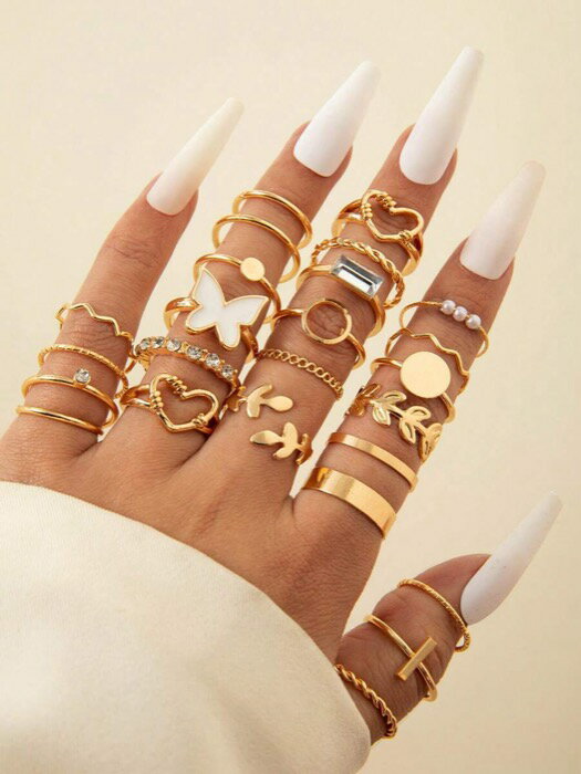 [ 8日から12日程度でお届け予定 ] リング レディース セット 24個セット ミニマリスト ヴィンテージ ス..