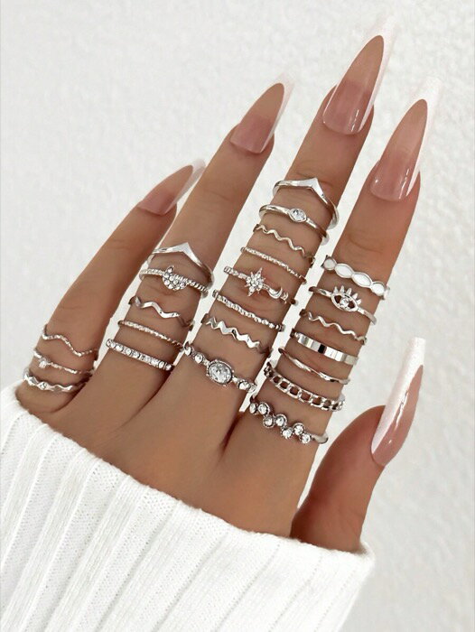 [ 8日から12日程度でお届け予定 ] リング レディース セット 23個セット　ダイヤ　模造パール　アイ　..