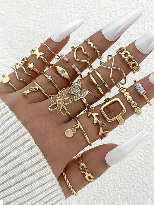 [ 8日から12日程度でお届け予定 ] リング レディース セット 23個セット ピアス ペンダントリング ドー..