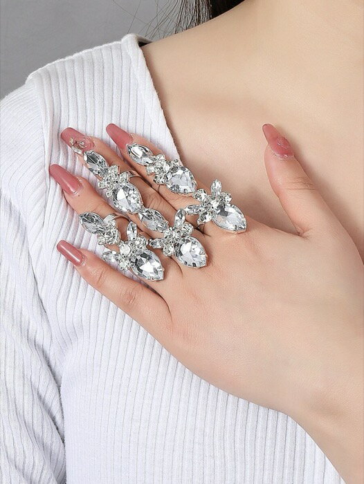 [ 8日から12日程度でお届け予定 ] リング レディース セット 3個/セット ラインストーンデコレーション..