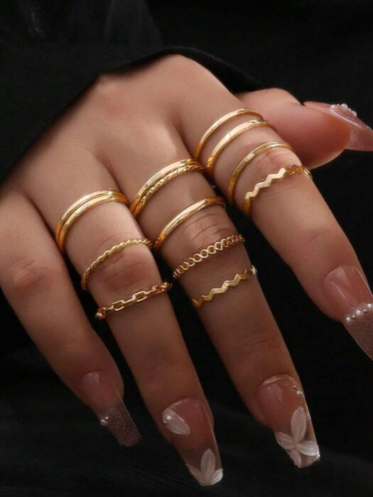 [ 8日から12日程度でお届け予定 ] リング レディース セット ファッショナブルなシンプルチェーン12個..