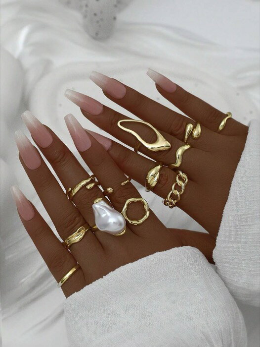 [ 8日から12日程度でお届け予定 ] リング レディース セット シンプルな幾何学模様 ビッグサイズ ファ..