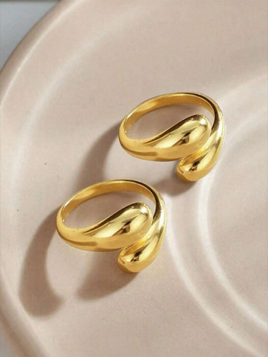 [ 8日から12日程度でお届け予定 ] リング レディース セット 輝く水滴形ステンレス鋼オープンエンド調整可能なレディースリング2個セット