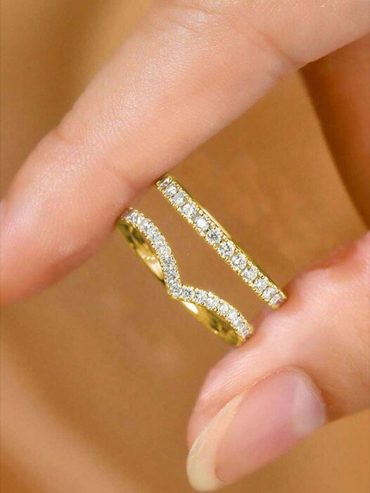 [ 8日から12日程度でお届け予定 ] リング レディース セット 2個セット シェイプ モアッサナイト擬似 1..