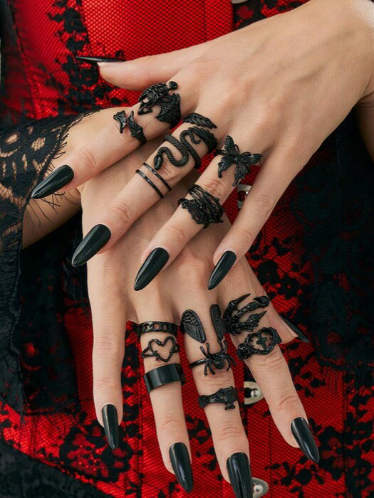 [ 8日から12日程度でお届け予定 ] リング レディース セット 16個セット パンク ゴシック スタイル リ..