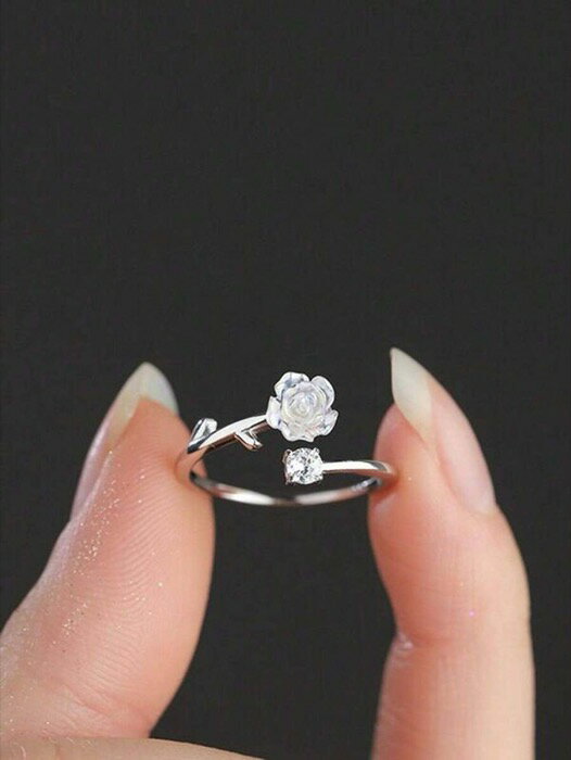 [ 8日から12日程度でお届け予定 ] リング レディース リング 1個 花ラインストーン装飾リング、デイリ..