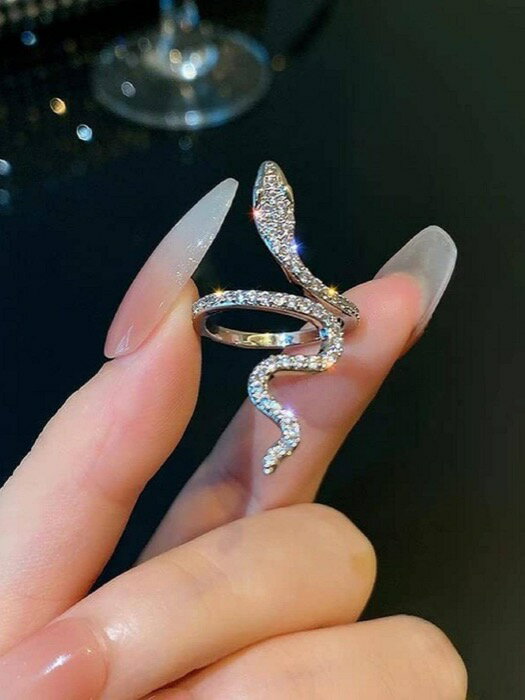 [ 8日から12日程度でお届け予定 ] リング レディース リング 華やかな亜鉛合金ラインストーンスネーク..