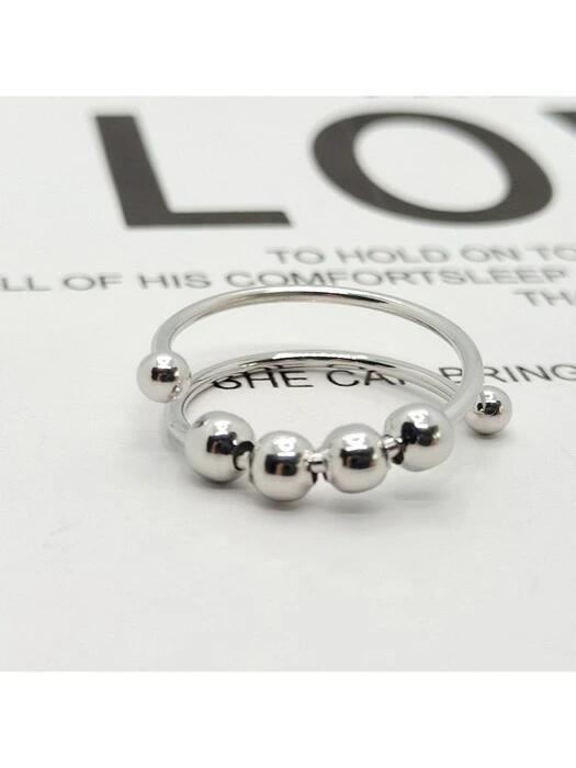 [ 送料無料 定休日を除いて翌日発送 ] リング レディース リング 1個 ステンレス鋼 ダブルレイヤー 回転 ビーズ リング 女性用 , 抗 不安 ストレス リリーフ フィジェット リングのサムネイル