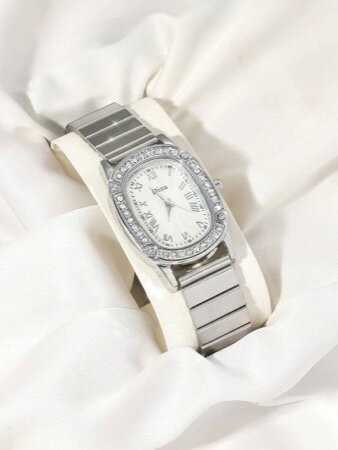 [ お取寄商品 7から10営業日程度でお届け予定 ] 腕時計 レディース クォーツ ディス女性用白ステンレススチールストラップクラシックモダン楕円形腕時計ダイヤモンド装飾付きクオーツムーブメント、日常使用に適しています。