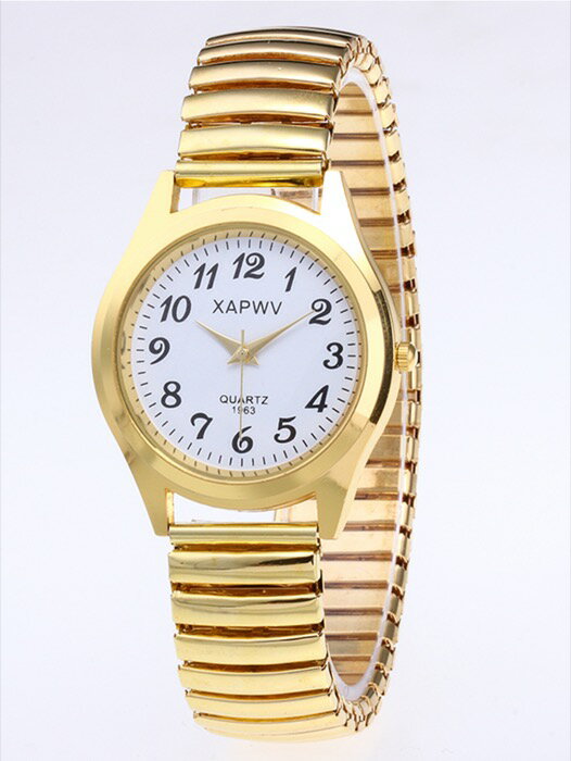 [ 8日から12日程度でお届け予定 ] 腕時計 レディース クォーツ 大きな文字盤、針、アラビア数字、ゴム..