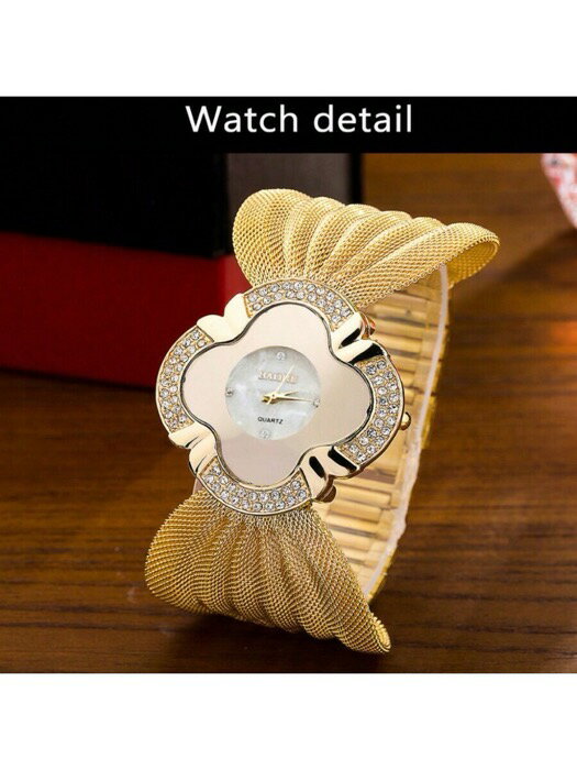 [ 8日から12日程度でお届け予定 ] 腕時計 レディース クォーツ 1個 レディース ゴールド蝶モチーフ ダイヤモンド インレイ クォーツ腕時計、バレンタインデーギフト
